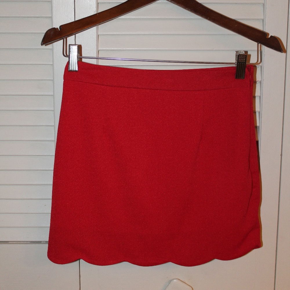 Red Scalloped Skirt